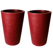 Kit de 2 vasos coluna de planta decorativo grafiato de luxo em polietileno com Proteção UV 58x36