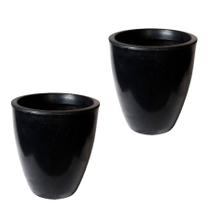 Kit de 2 vasos coluna de planta decorativo lisa brilhante de luxo em polietileno com proteção UV 58x36