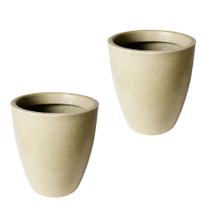 Kit de 2 vasos coluna lisa brilhante em polietileno para decoração de jardim e casa de luxo 40x31