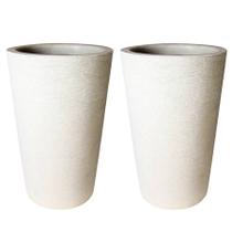 Kit de 2 vasos coluna para planta decorativo grafiato de luxo em polietileno 28x23