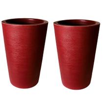 Kit de 2 vasos coluna para planta decorativo grafiato de luxo em polietileno 28x23 - MSPAISAGISMO