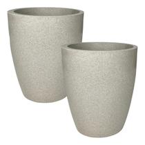 Kit de 2 vasos coluna para planta decorativo lisa brilhante de luxo em polietileno 29x25