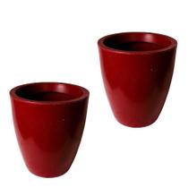 Kit de 2 vasos coluna para planta decorativo lisa brilhante de luxo em polietileno 29x25