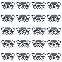 Kit De 20 Conjuntos De Mesa Dobrável 60x60 Com 2 Cadeiras Preto - Tarimatã