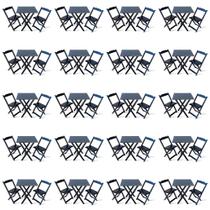 Kit de 20 Conjuntos de Mesa Dobrável 70x70 com 2 Cadeiras Preto - Tarimatã