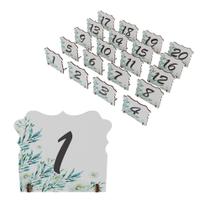 Kit de 20 Plaquinhas MDF Numeração de Mesa Eventos Números de 1 a 20 Floral