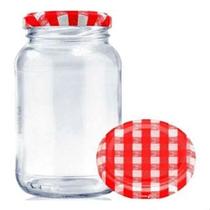 Kit de 20 pote 600ml tampa xadrez vermelha Kit de 20 pote 600ml tampa xadrez vermelha