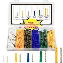 Kit De 232 Peças De Parafusos Plásticos Auto-perfurantes, Buchas Para Drywall Com Nervuras E