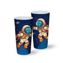 Kit de 24 Copos Decorados Personalizado para Aniversario de Menino Astronauta - 350ml