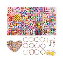 Kit De 24 Estilos De Miçangas De Argila Polimérica DIY Com Flores, Borboletas, Corações, Letras E Kit De 24 Estilos De Miçangas De Argila Polimérica DIY Com Flores, Borboletas, Corações, Letras E