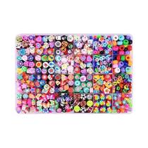 Kit De 24 Estilos De Miçangas De Argila Polimérica DIY Com Flores, Borboletas, Corações, Letras E Kit De 24 Estilos De Miçangas De Argila Polimérica DIY Com Flores, Borboletas, Corações, Letras E