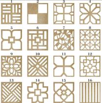Kit de 24 Placas Decorativas Cobogó Vazado em MDF Cru 25x25cm para Decoração de Ambientes