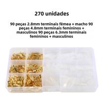 Kit de 270 Conectores de Fio Isolados com Terminais de Crimpar (2,8mm, 4,8mm, 6,3mm)