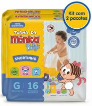 Kit de 2pcts de Fralda Turma da Mônica Baby Shortinho G 16Un Kit de 2pcts de Fralda Turma da Mônica Baby Shortinho G 16Un