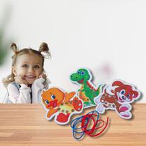 Kit de 3 Alinhavos de Madeira Infantil Bichinhos Divertidos Kit de 3 Alinhavos de Madeira Infantil Bichinhos Divertidos