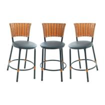 kit de 3 banquetas baixa balcão area cozinha americana
