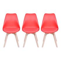 Kit de 3 Cadeiras Prizi Wood E75-Vermelha