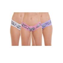 Kit de 3 Calcinhas Caleçon Zebra com Renda BR Lingerie