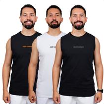 Kit de 3 Camisa Regata Masculina Camiseta Cavada Canelada