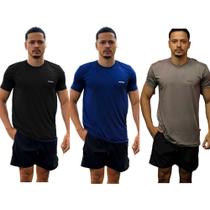 Kit de 3 Camisas Dry Fit Masculina Para Academia Corrida Atletismo Ciclismo Futebol Kit de 3 Camisas Dry Fit Masculina Para Academia Corrida Atletismo Ciclismo Futebol