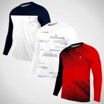 Kit de 3 Camisetas Dry Esportivas Manga Longa Para Academia