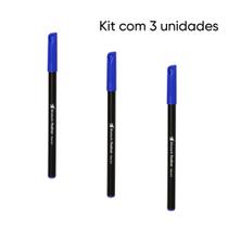 Kit de 3 Canetas Hidrográfica Ponta Extrafina 0.4 mm-Bismark - Azul Escuro