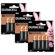 kit de 3 cartelas de Pilhas Duracell AA com 4 unidades