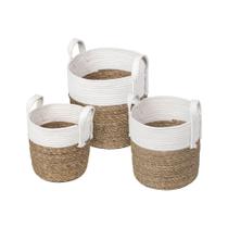 Kit de 3 Cestos Samui Fibra Natural - Branco