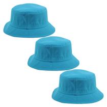 Kit De 3 Chapéu Bucket Hat Liso Azul Masculino E Feminino