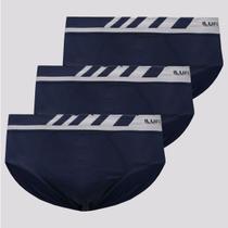 Kit de 3 Cuecas Slip Lupo Microfibra Marinho