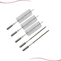 Kit De 3 Espetos Grelha E 2 Espeto Espada P/ Grill Giratória - Brasa Grill Kit De 3 Espetos Grelha E 2 Espeto Espada P/ Grill Giratória - Brasa Grill