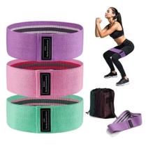 Kit de 3 Faixas Elásticas de Exercício Hip Resistance Bands para Treinos Funcionais