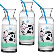 Kit de 3 jarrinhas de Vidro - Retro - 250 ML - Vaquinha