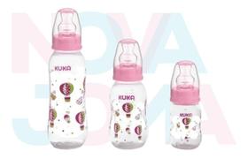 Kit De 3 Mamadeiras Rosa Bebê Com Bico Achatado Da Kuka