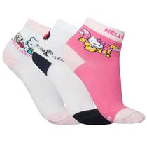 Kit De 3 Meias Cano Médio Hello Kitty Colorida 23 a 27