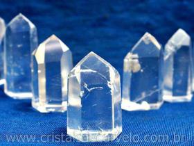 Kit de 3 Mini Pontas de Cristal Lemuriano Lapidado em Gerador Sextavado de 2,5cm