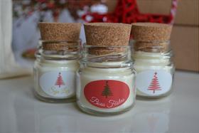 Kit de 3 Mini Velas de Natal em Vidro com Tampa de Cortiça - Aromas Deliciosos