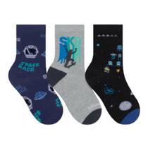 Kit de 3 pares de meias infantil masculina Selene