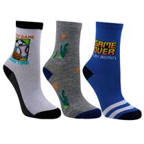 Kit de 3 pares de meias infantil masculina Selene