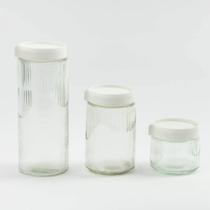 Kit de 3 Potes de Vidro La Vittra com Tampa Plástica Kit de 3 Potes de Vidro La Vittra com Tampa Plástica