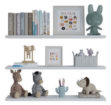 Kit de 3 Prateleiras em MDF Branco com suportes inclusos