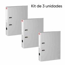 Kit de 3 Registrador A/Z Lombo Estreito A4 - Opaca - Cinza Kit de 3 Registrador A/Z Lombo Estreito A4 - Opaca - Cinza
