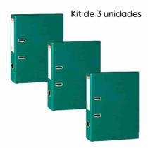 Kit de 3 Registrador A/Z Lombo Estreito A4 - Opaca - Verde Kit de 3 Registrador A/Z Lombo Estreito A4 - Opaca - Verde