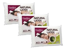 Kit de 3 Travesseiros Duoflex Natural Látex Flocos 50x70cm
