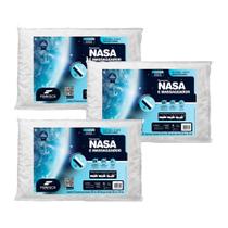 Kit de 3 Travesseiros Nasa e Massageador 11cm Fibrasca