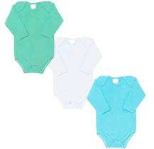 Kit de 3 Unidades de Body Suedine Manga Longa 100% Algodão Menino - Flaphy
