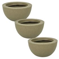 Kit de 3 vasos bacia para planta e flores em polietileno escovado para decoração de jardim e casa 13x26