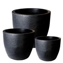 Kit de 3 vasos cone para planta decorativo grafiato de luxo em polietileno 3 tamanhos