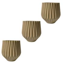 Kit de 3 vasos decorativo de luxo para plantas e flores modelo Origami de 5 litros