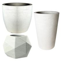 Kit de 3 vasos para planta decorativo grafiato de luxo em polietileno